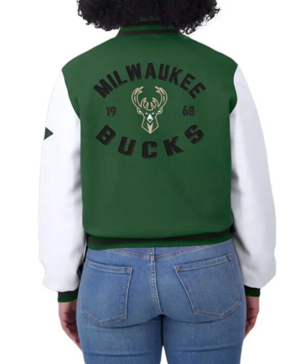 Green/White Milwaukee Bucks Varsity Full-Zip Jacket - Forever Jackets