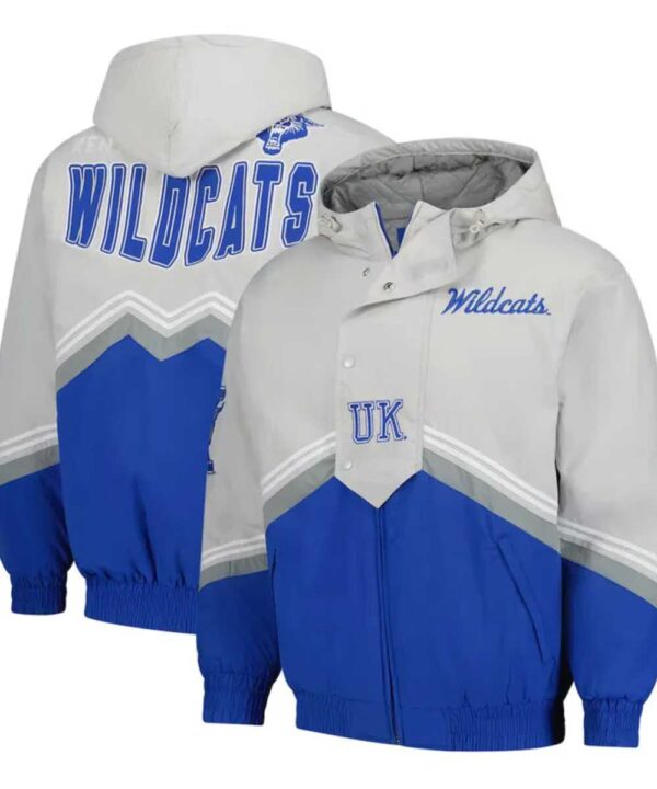Kentucky Wildcats Throw It Back Retro Gray/Royal Windbreaker Jacket - Forever Jackets