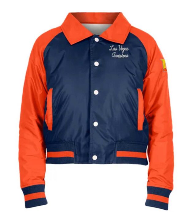 Navy/Orange Las Vegas Aviators Chenille Back Button-Up Jacket - Forever Jackets