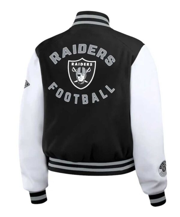 Black/White Las Vegas Raiders Varsity Full-Zip Jacket - Forever Jackets