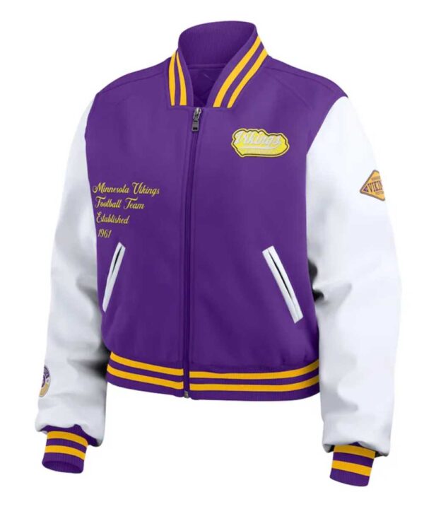 Purple/White Minnesota Vikings Varsity Full-Zip Jacket - Forever Jackets