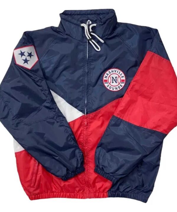 Nashville Sounds Navy and Red Chute Jacket - Forever Jackets
