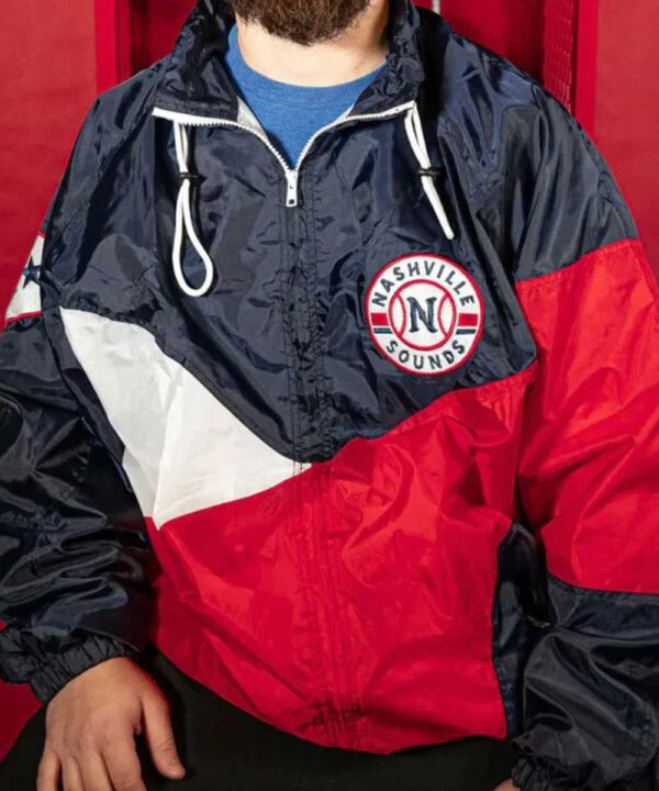 Nashville Sounds Navy and Red Chute Jacket - Forever Jackets
