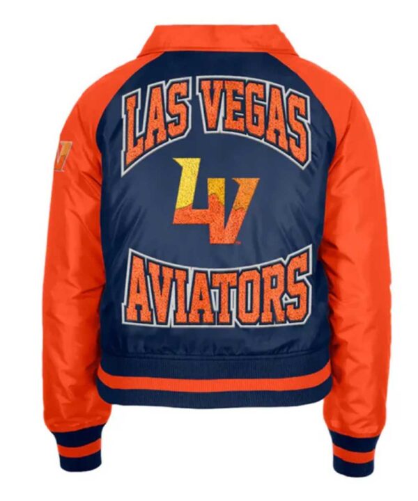 Navy/Orange Las Vegas Aviators Chenille Back Button-Up Jacket - Forever Jackets