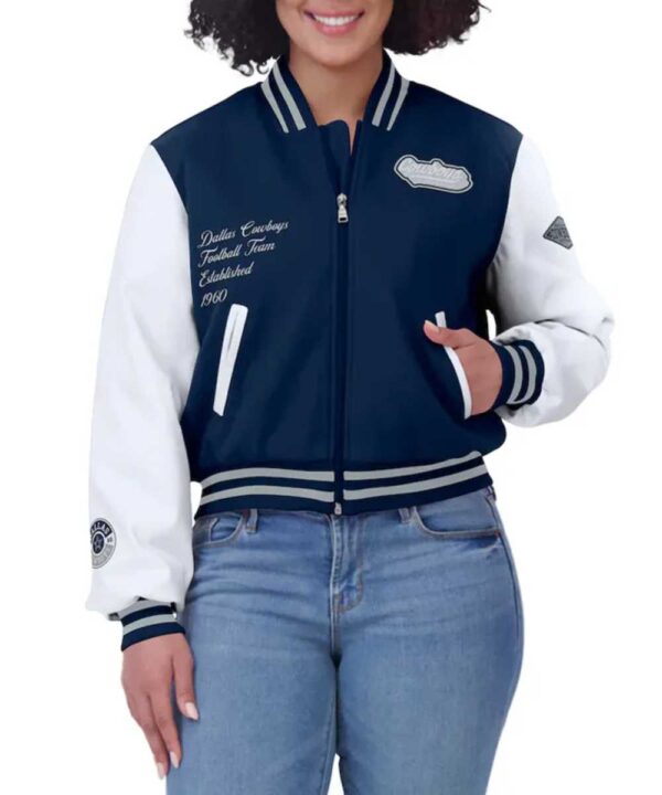 Navy/White Dallas Cowboys Varsity Full-Zip Jacket - Forever Jackets