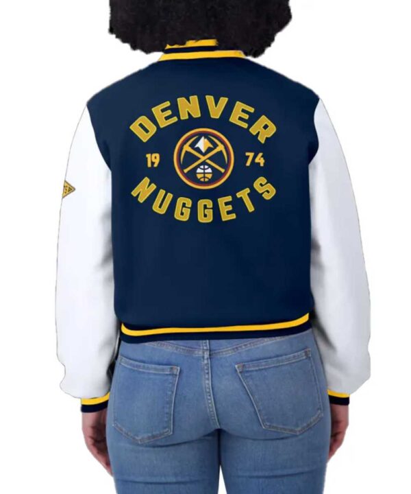 Navy/White Denver Nuggets Varsity Full-Zip Jacket - Forever Jackets