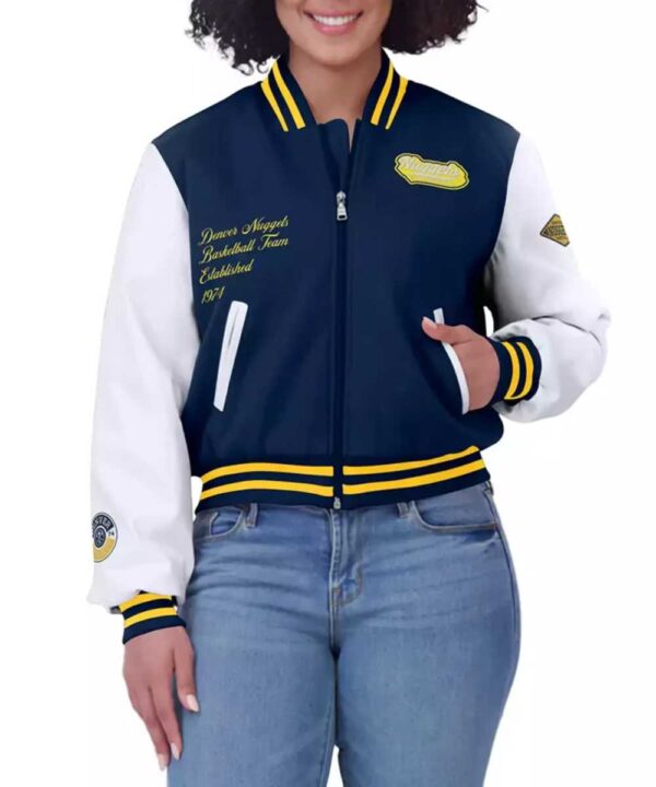 Navy/White Denver Nuggets Varsity Full-Zip Jacket - Forever Jackets
