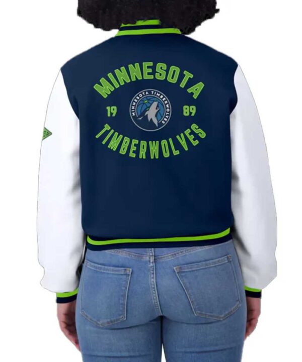 Navy/White Minnesota Timberwolves Varsity Full-Zip Jacket - Forever Jackets