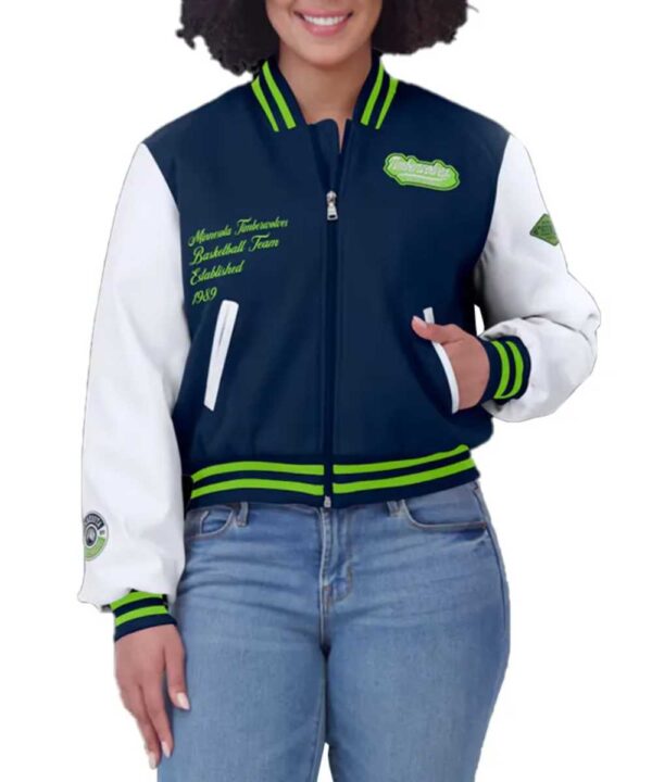 Navy/White Minnesota Timberwolves Varsity Full-Zip Jacket - Forever Jackets