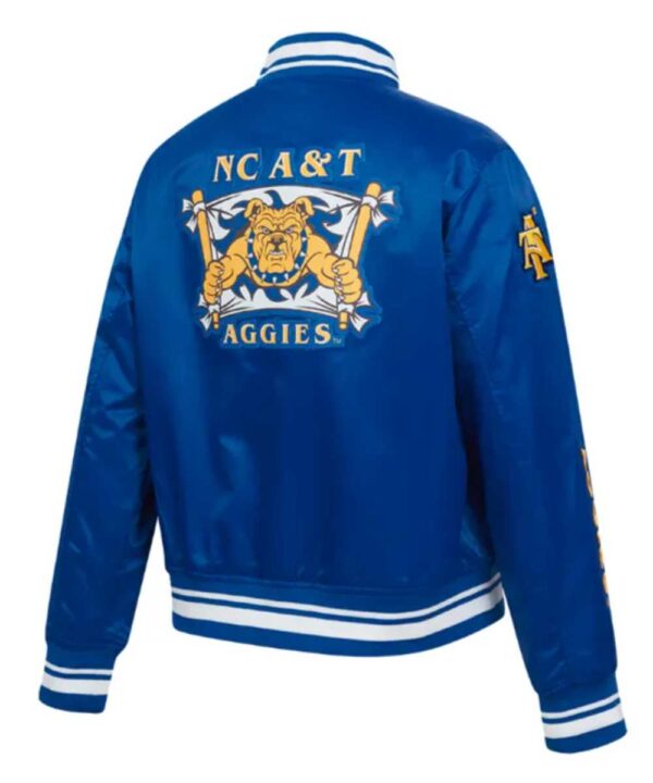North Carolina A&T State University Classic Blue Satin Jacket - Forever Jackets