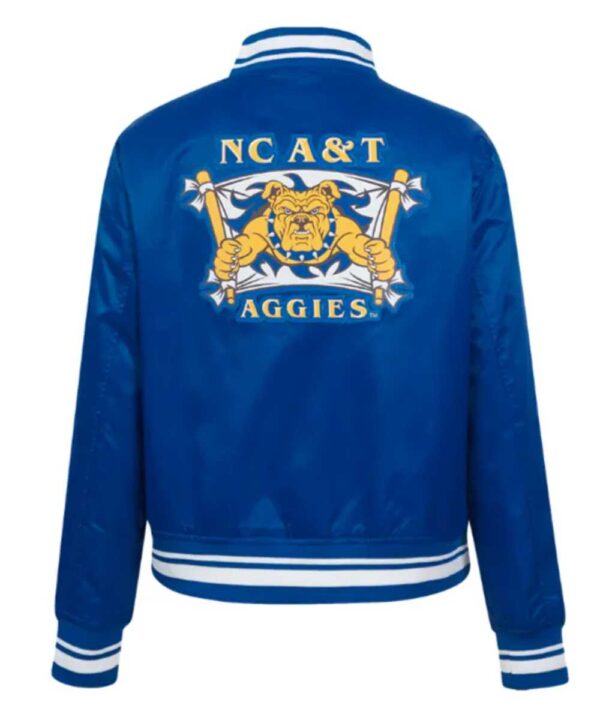 North Carolina A&T State University Classic Blue Satin Jacket - Forever Jackets