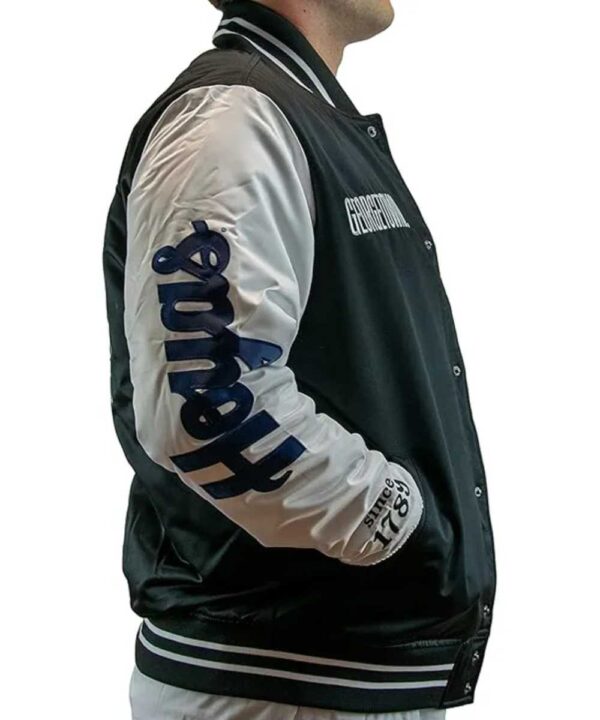 Origins Georgetown Hoyas Black and Gray Varsity Satin Jacket - Forever Jackets