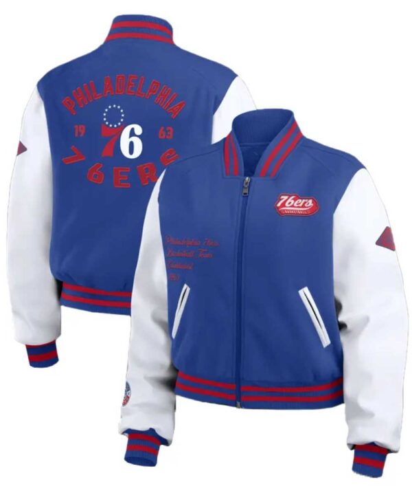 Royal/White Philadelphia 76ers Varsity Full-Zip Jacket - Forever Jackets