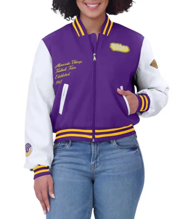 Purple/White Minnesota Vikings Varsity Full-Zip Jacket - Forever Jackets