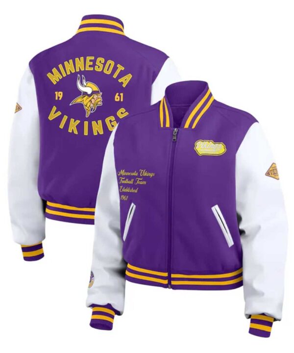 Purple/White Minnesota Vikings Varsity Full-Zip Jacket - Forever Jackets