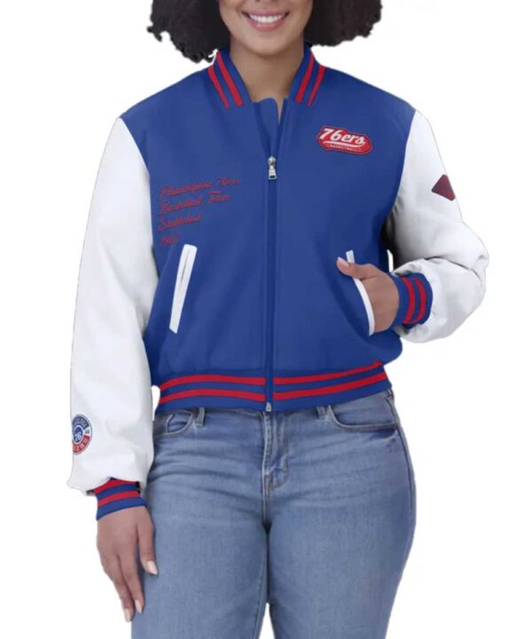 Royal/White Philadelphia 76ers Varsity Full-Zip Jacket - Forever Jackets