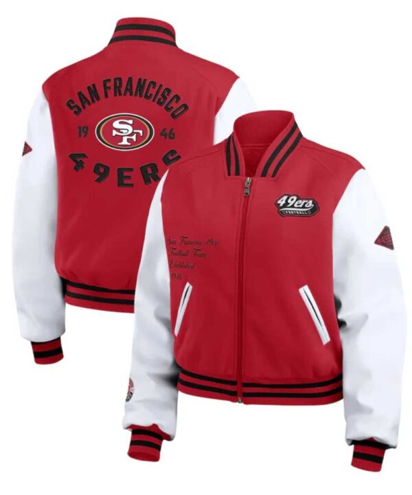 Scarlet/White San Francisco 49ers Varsity Full-Zip Jacket - Forever Jackets