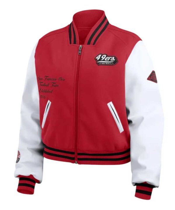 Scarlet/White San Francisco 49ers Varsity Full-Zip Jacket - Forever Jackets