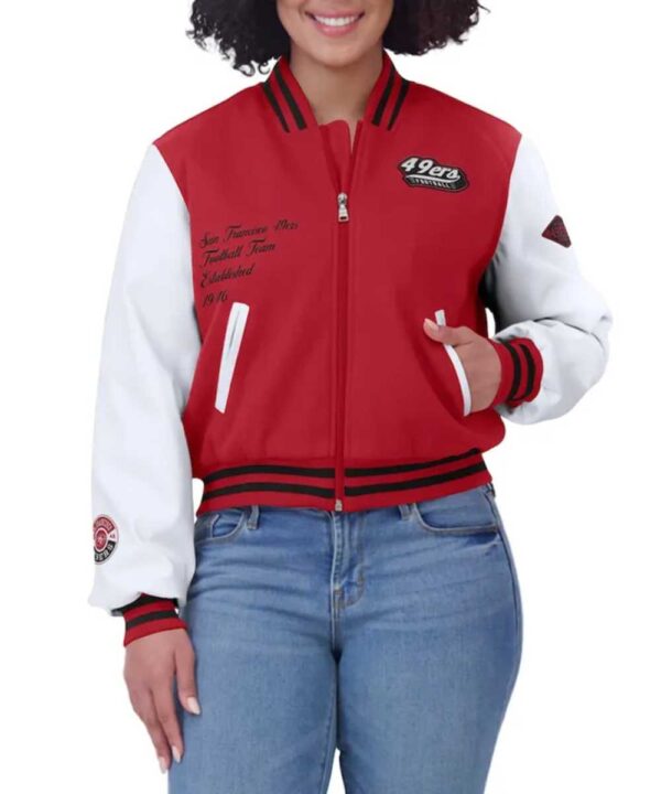 Scarlet/White San Francisco 49ers Varsity Full-Zip Jacket - Forever Jackets