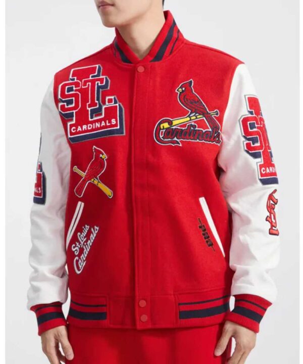 St. Louis Cardinals Red and White Mashup Varsity Jacket - Forever Jackets