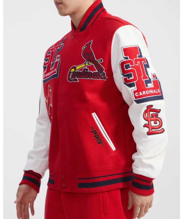 St. Louis Cardinals Red and White Mashup Varsity Jacket - Forever Jackets