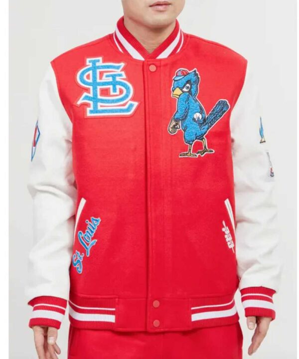 St. Louis Cardinals Red and White Letterman Jacket- Forever Jackets