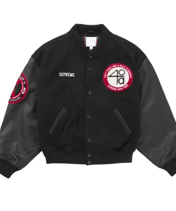 Supreme 40 Acres Malcolm X Black Varsity Jacket - Forever Jackets