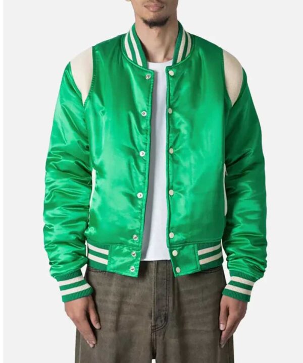 Classic Teddy Green Varsity Satin Jacket - Forever Jackets