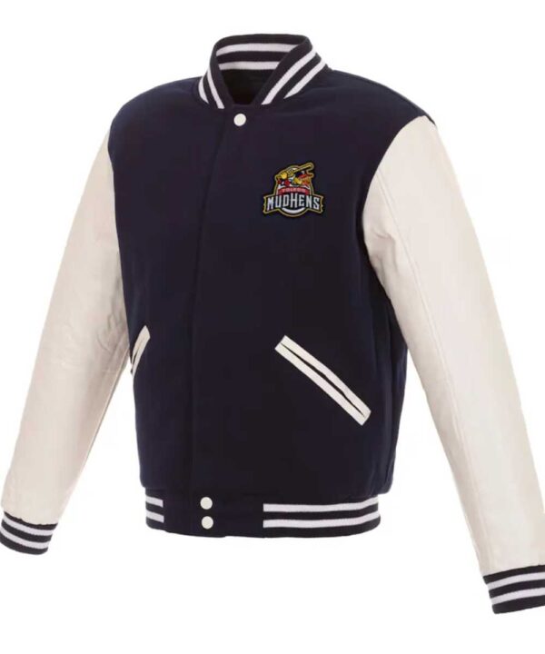 Navy/White Toledo Mud Hens Varsity Jacket - Forever Jackets