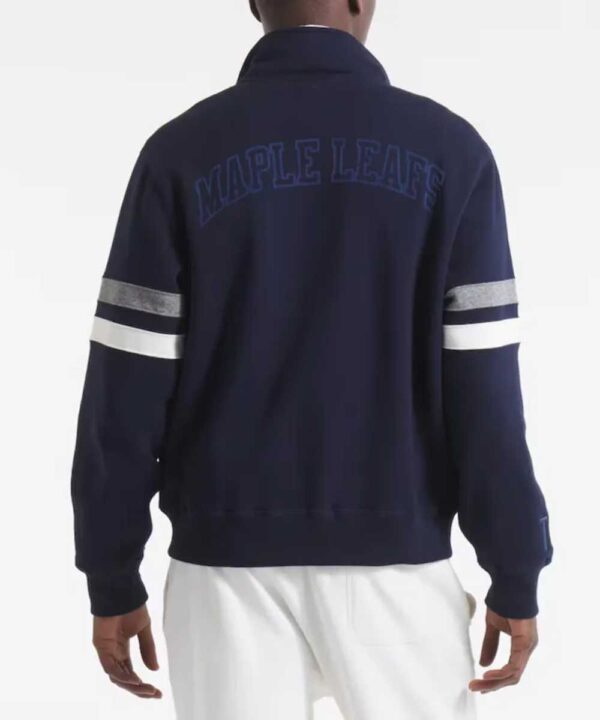 Toronto Maple Leafs Navy Striped Fleece Jacket - Forever Jackets