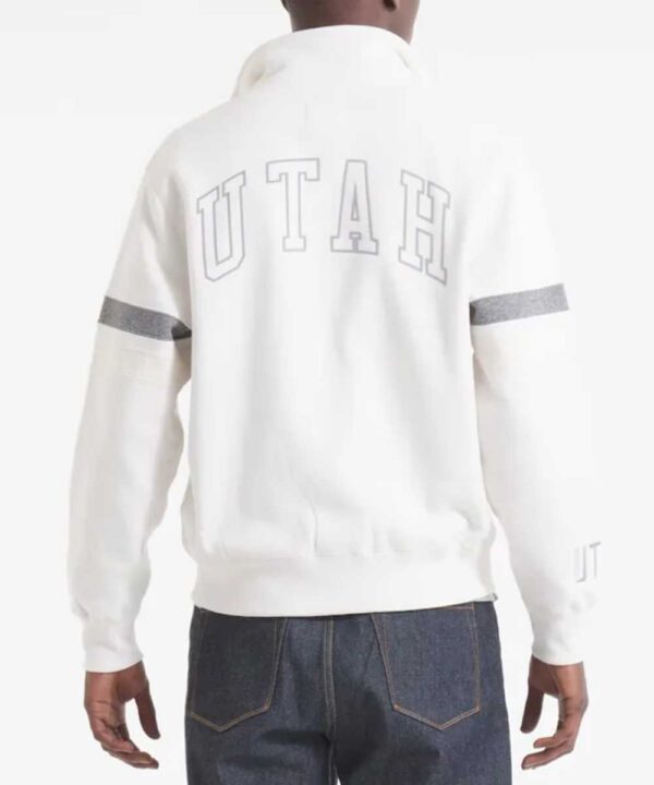 Utah Hockey Club White Striped Fleece Jacket - Forever Jackets