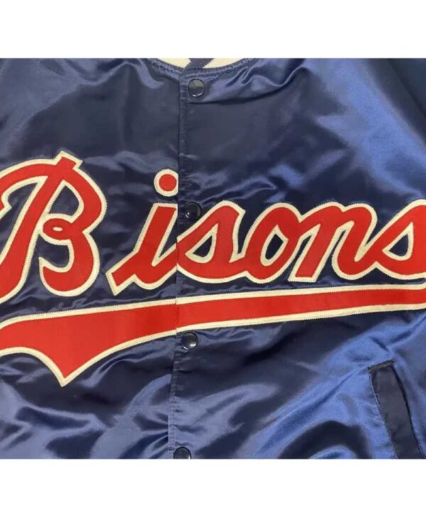 Vintage Buffalo Bisons Baseball Blue Satin Jacket - Forever Jackets