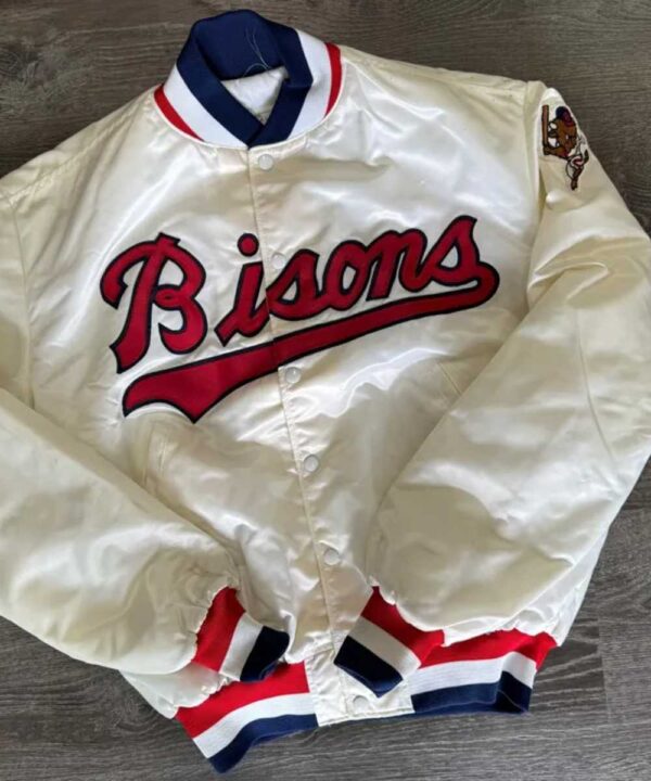 Buffalo Bisons Vintage Eggshell Satin Jacket - Forever Jackets