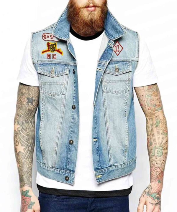 Pagan Biker Denim Vest - Forever Jackets