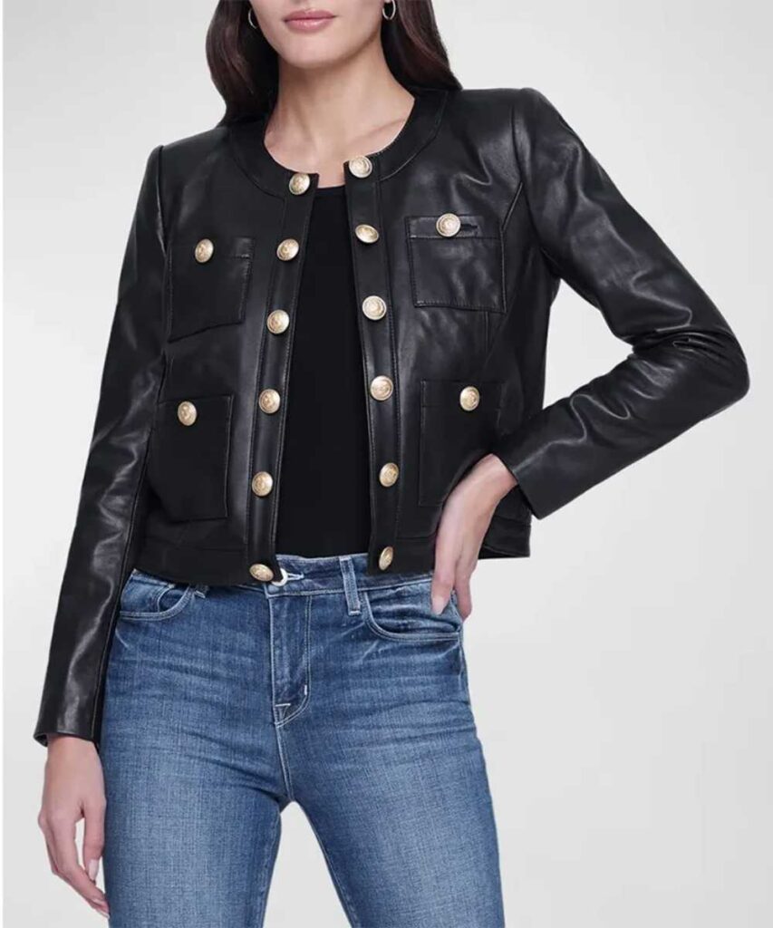 Women’s Jayde Collarless Black Leather Jacket - Forever Jackets