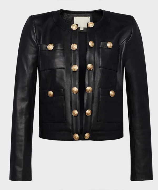 Women’s Jayde Collarless Black Leather Jacket - Forever Jackets
